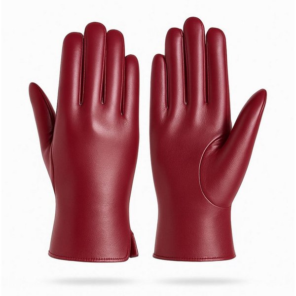 ZUKUNFTSENKEL Lederhandschuhe Damen Lederhandschuhe warm gefüttert (erhältlich in Dunkelblau, Bordeaux & Creme) elegantes Wintermodell, weiche Premium-Qualität,