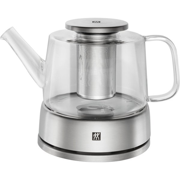 Zwilling Teekanne Sorrento, 0,8 l, (Set, 3-St., Set enthält Teekanne mit Stövchen und Teesieb), Teekanne mit Stövchen, 18/10 Edelstahl, Glas, Pflegeleicht, 800 