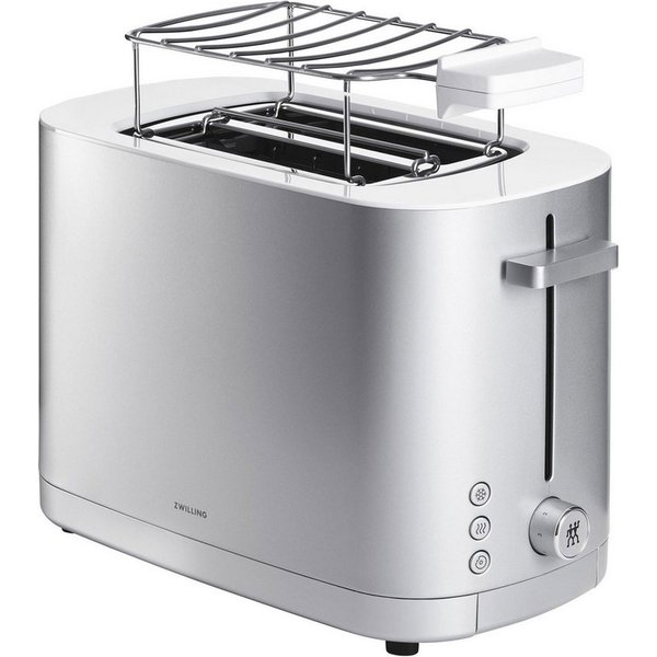 Zwilling Toaster 1005777 Enfinigy, Silberner Edelstahltoaster mit Brötchenaufsatz & Automatikprogrammen