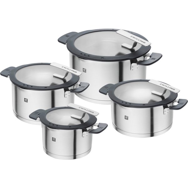 Zwilling Topf-Set Simplify, Edelstahl (Set, 4-tlg), 18/10 Edelstahl, integriertes Sieb im Deckel, Induktion, 4-tlg.