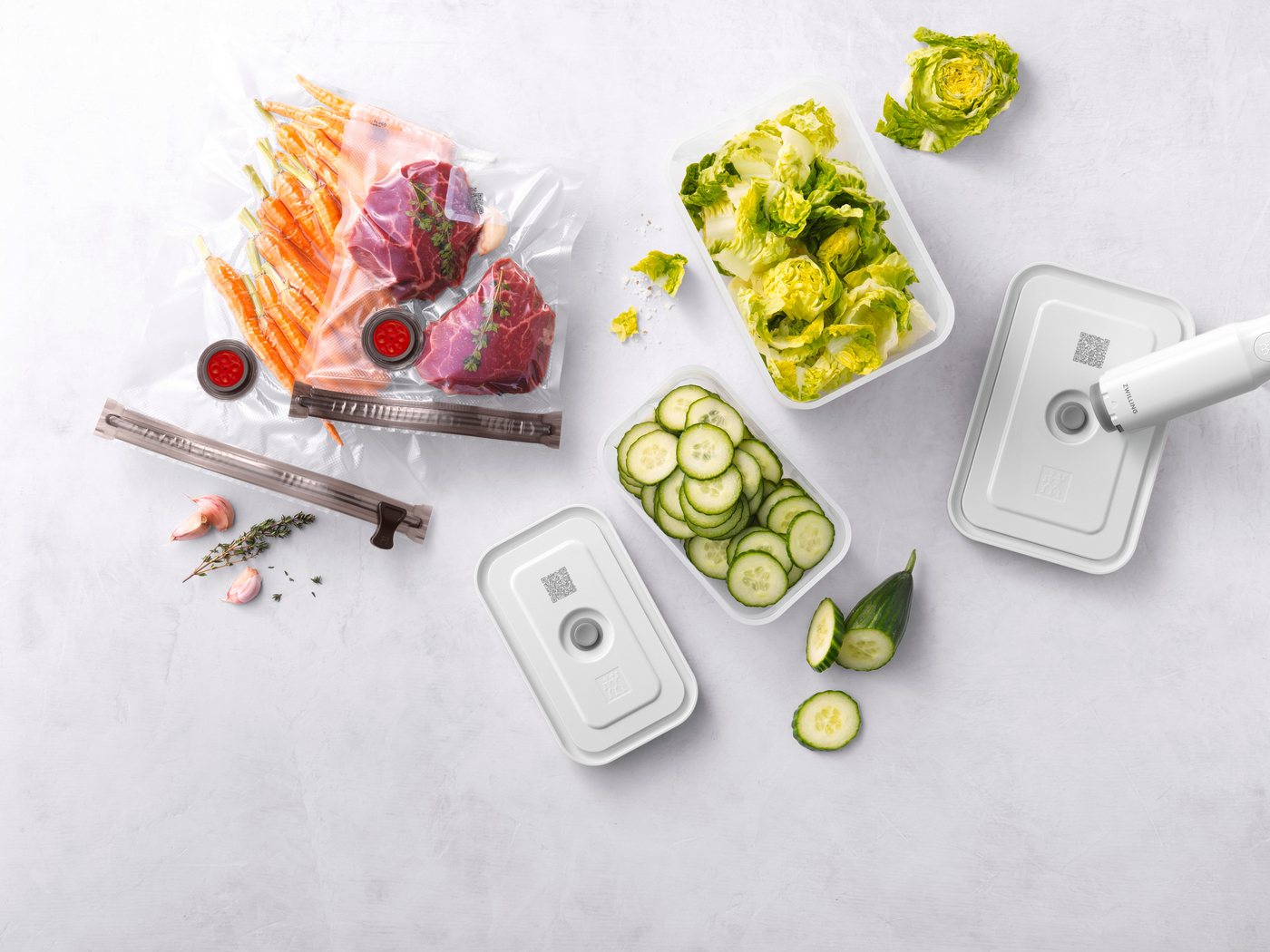Zwilling Vakuumbehälter Fresh & Save, Kunststoff, Silikon, (Set, 7-tlg., Vakuumpumpe inkl. 2 Vakuumboxen & 4 Vakuumbeutel), Vakuum Starter-Set, Kunststoff, Spül – Bild 2 von 5