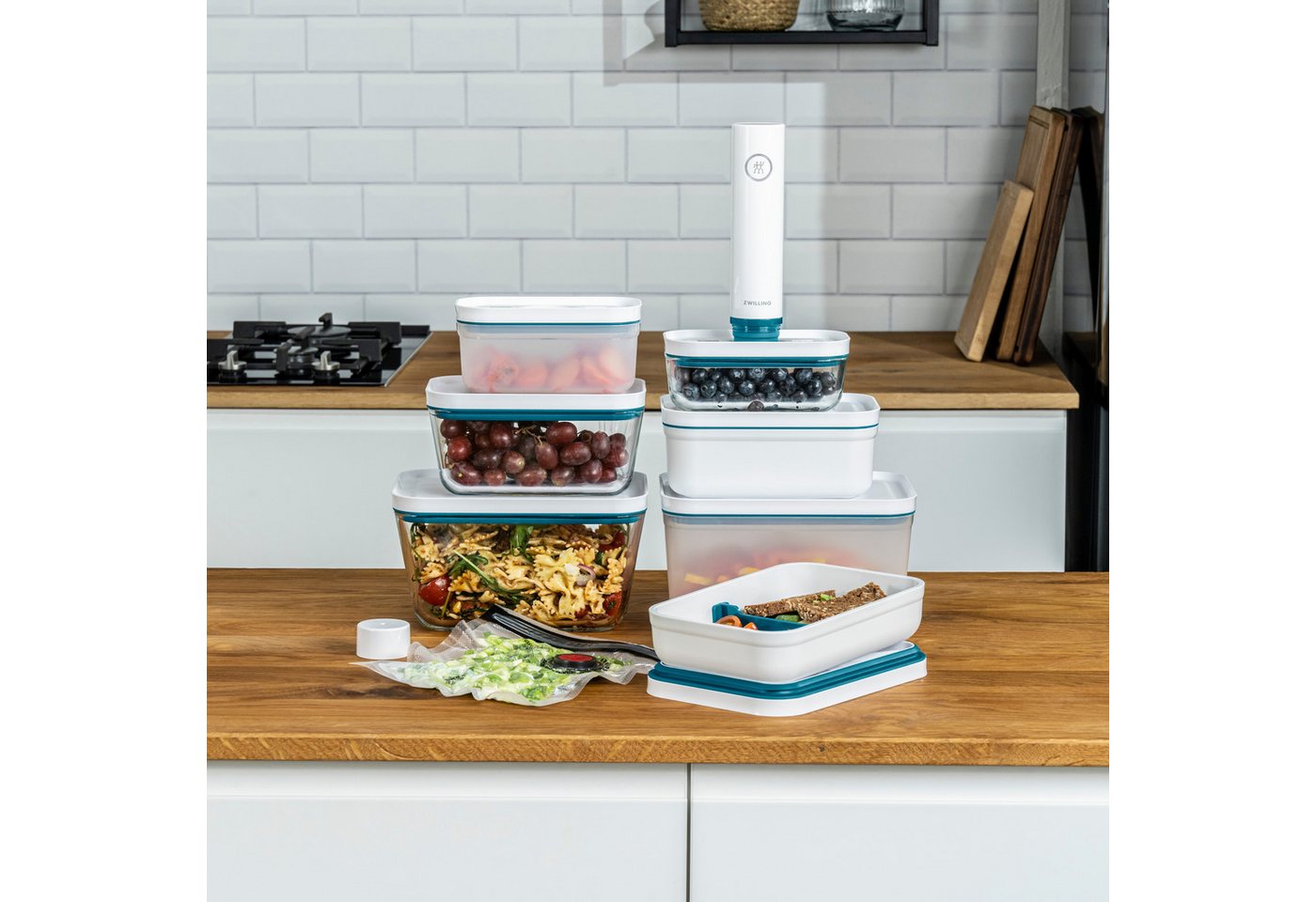 Zwilling Vakuumbehälter Fresh & Save, Borosilikatglas, (Set, 3-tlg), Aufbewahrungsbox, Borosilikatglas, platzsparend ineinander stapelbar – Bild 2 von 5