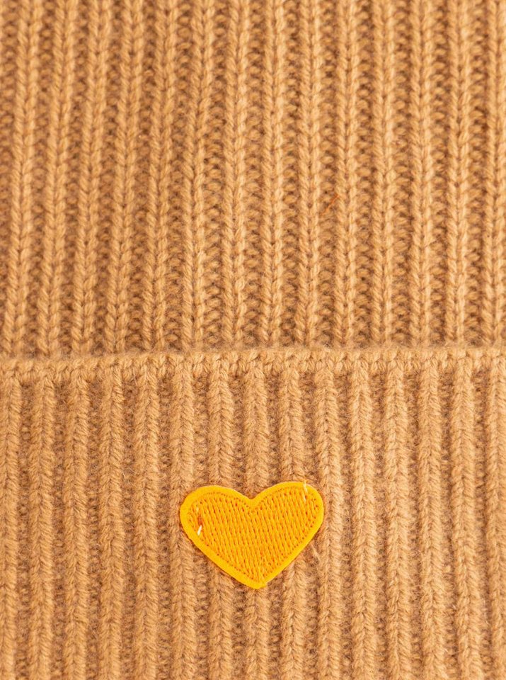 Zwillingsherz Beanie Beanie with Heart-Patch Rippstrick, mit breitem Umschlag, wärmend – Bild 3 von 3