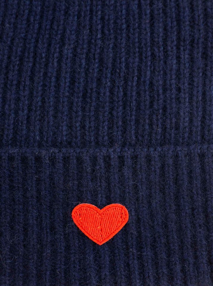 Zwillingsherz Beanie Beanie with Heart-Patch Rippstrick, mit breitem Umschlag, wärmend – Bild 3 von 3