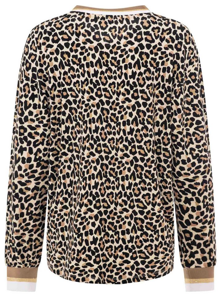 Zwillingsherz Blusenshirt "Leo" Leichtes Material, gestreifte Bündchen, Leomuster, V-Neck – Bild 4 von 5