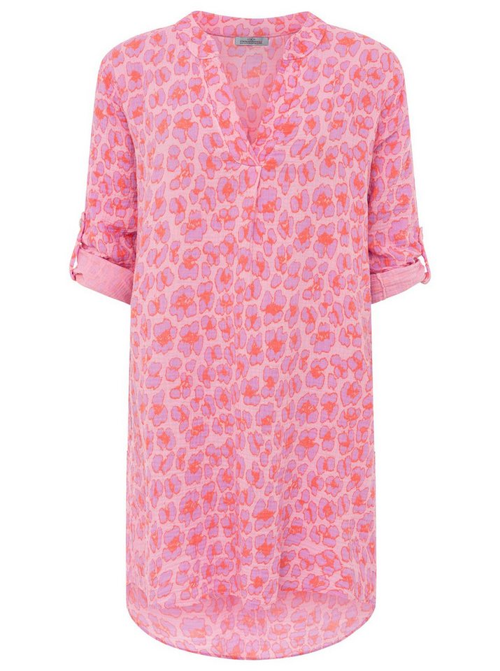 Zwillingsherz Blusentop "Rom" Turn-Up Ärmel, V-Neck. Leo-Muster, Musselin – Bild 2 von 5