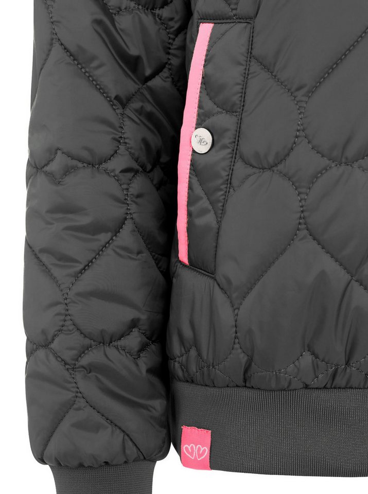 Zwillingsherz Bomberjacke "Be Happy" modisch, Kontrastdetails, regular fit, langärmelig, mit Herzsticker – Bild 4 von 5