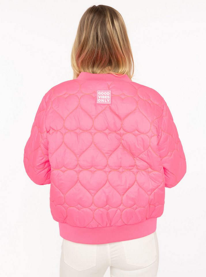 Zwillingsherz Bomberjacke "Be Happy" modisch, Kontrastdetails, regular fit, langärmelig, mit Herzsticker – Bild 3 von 5