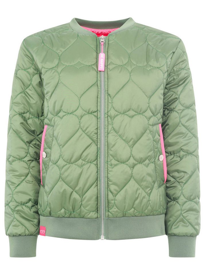Zwillingsherz Bomberjacke "Be Happy" modisch, Kontrastdetails, regular fit, langärmelig, mit Herzsticker – Bild 2 von 5