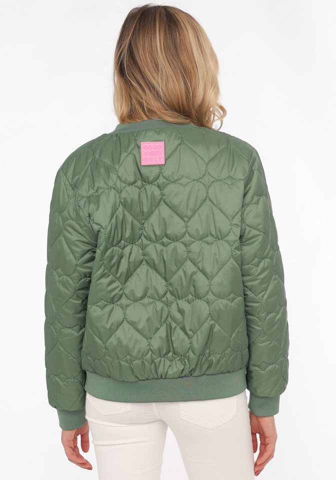Zwillingsherz Bomberjacke "Be Happy" modisch, Kontrastdetails, regular fit, langärmelig, mit Herzsticker – Bild 3 von 5