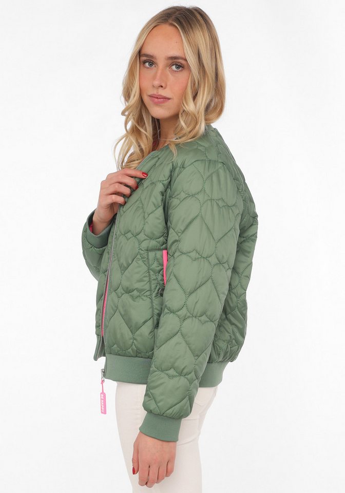 Zwillingsherz Bomberjacke "Be Happy" modisch, Kontrastdetails, regular fit, langärmelig, mit Herzsticker – Bild 5 von 5