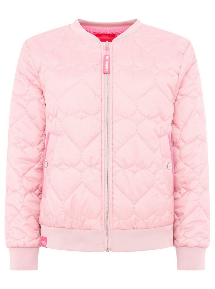 Zwillingsherz Bomberjacke "Be Happy" modisch, Kontrastdetails, regular fit, langärmelig, mit Herzsticker – Bild 2 von 5