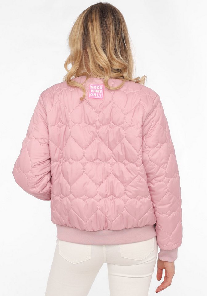 Zwillingsherz Bomberjacke "Be Happy" modisch, Kontrastdetails, regular fit, langärmelig, mit Herzsticker – Bild 3 von 5