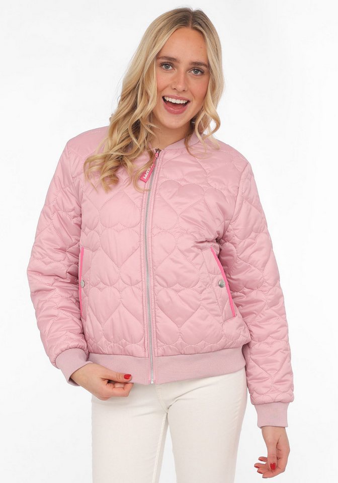 Zwillingsherz Bomberjacke "Be Happy" modisch, Kontrastdetails, regular fit, langärmelig, mit Herzsticker – Bild 5 von 5
