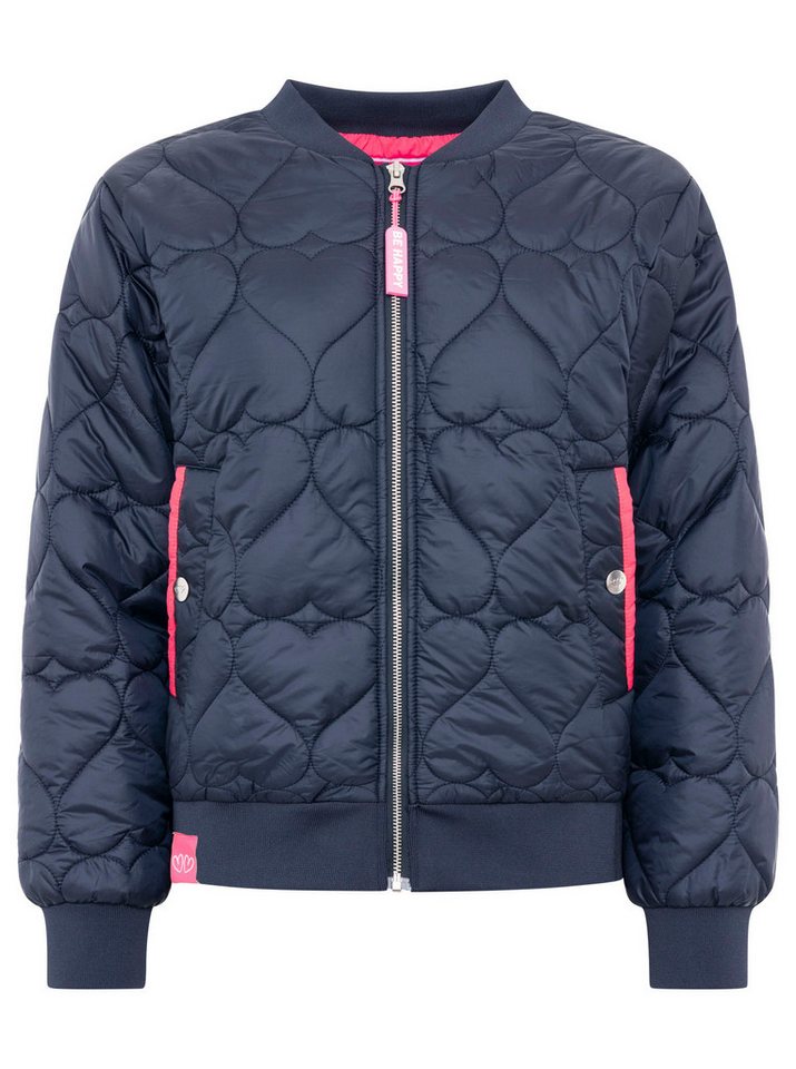 Zwillingsherz Bomberjacke "Be Happy" modisch, Kontrastdetails, regular fit, langärmelig, mit Herzsticker – Bild 2 von 5