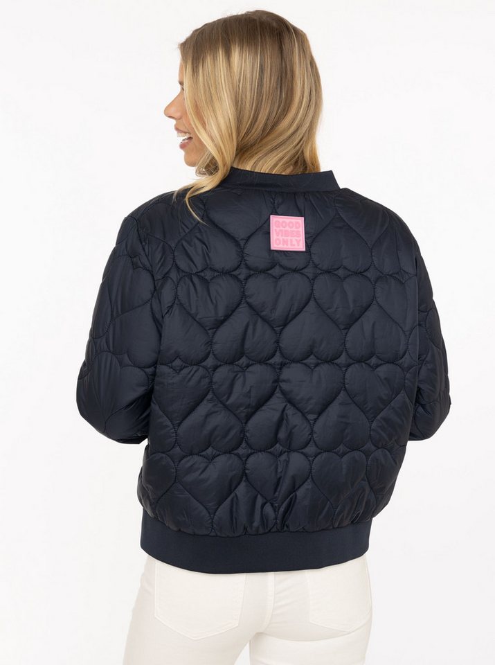 Zwillingsherz Bomberjacke "Be Happy" modisch, Kontrastdetails, regular fit, langärmelig, mit Herzsticker – Bild 3 von 5