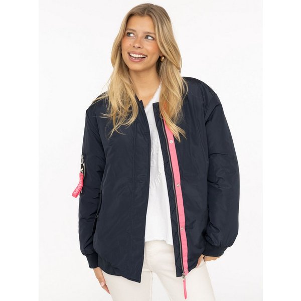 Zwillingsherz Bomberjacke "Happy" Oversize-überschnittene Schulter, Patten-Taschen