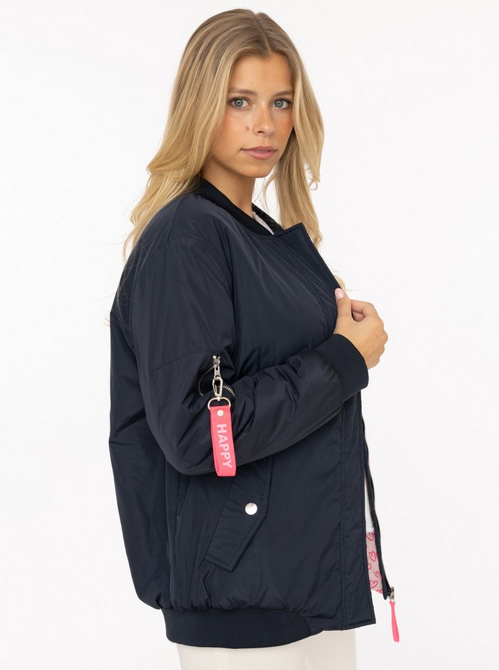 Zwillingsherz Bomberjacke "Happy" Oversize-überschnittene Schulter, Patten-Taschen – Bild 5 von 5