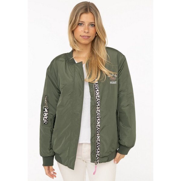 Zwillingsherz Bomberjacke "Wild Heart" Oversize - überschnittene Schulter, Taschen mit Druckknöpfen