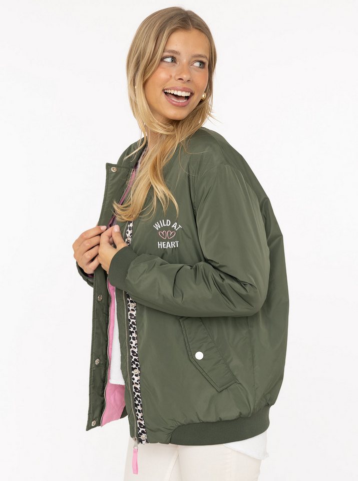 Zwillingsherz Bomberjacke "Wild Heart" Oversize - überschnittene Schulter, Taschen mit Druckknöpfen – Bild 3 von 5
