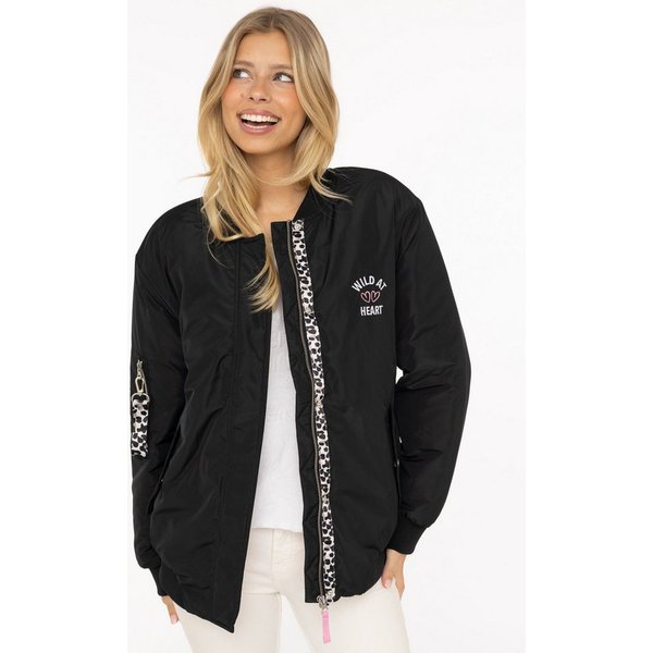 Zwillingsherz Bomberjacke "Wild Heart" Oversize - überschnittene Schulter, Taschen mit Druckknöpfen