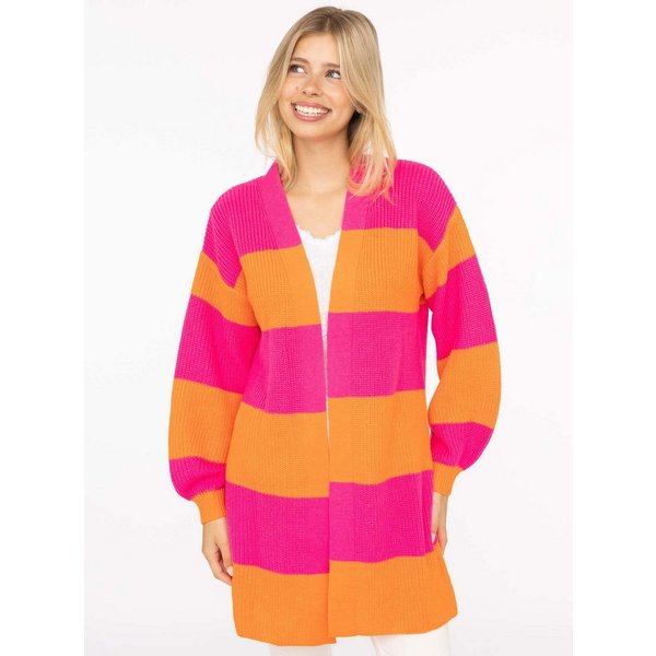 Zwillingsherz Cardigan "Katja" One Size, Wollanteil, Langarm, Blockstreifen, ohne Verschluss
