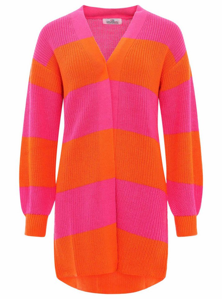 Zwillingsherz Cardigan "Katja" One Size, Wollanteil, Langarm, Blockstreifen, ohne Verschluss – Bild 2 von 5