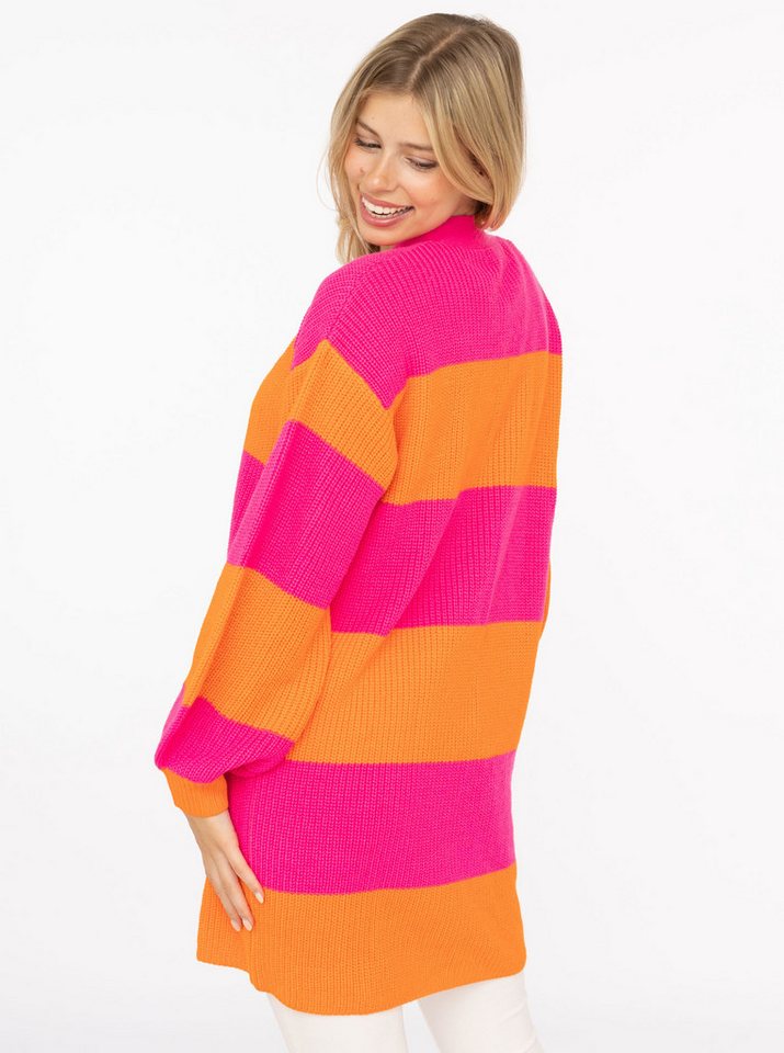 Zwillingsherz Cardigan "Katja" One Size, Wollanteil, Langarm, Blockstreifen, ohne Verschluss – Bild 3 von 5