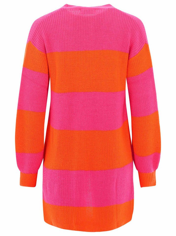 Zwillingsherz Cardigan "Katja" One Size, Wollanteil, Langarm, Blockstreifen, ohne Verschluss – Bild 4 von 5