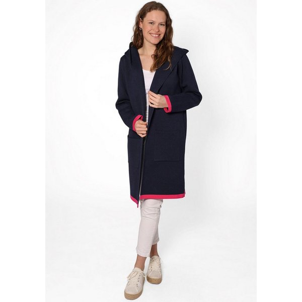 Zwillingsherz Cardigan "Mona" Kapuze, Taschen, Kontrast-Kanten, Langarm, ohne Verschluss