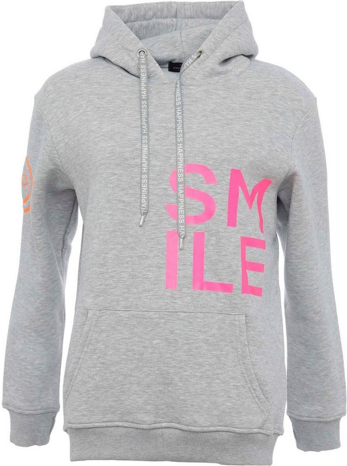 Zwillingsherz Hoodie "Alissa" Langarm, Kapuze, Neon-Details, Kordelzug, Frontprint, Kängurutasche – Bild 2 von 5