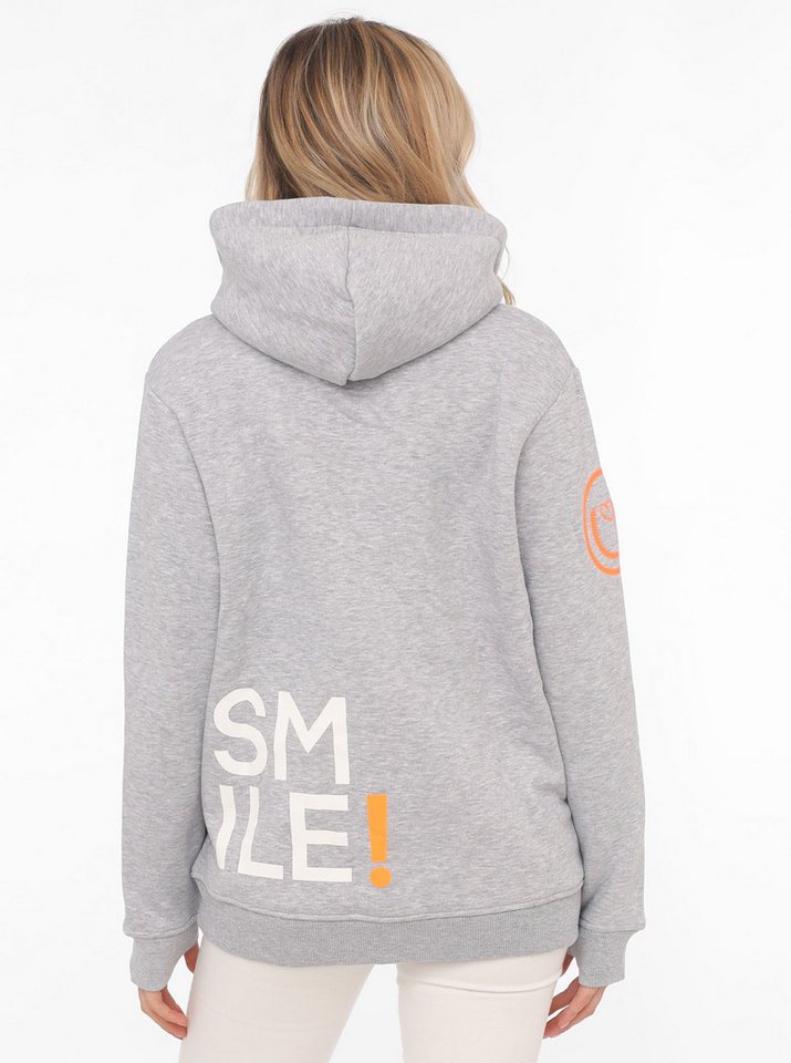 Zwillingsherz Hoodie "Alissa" Langarm, Kapuze, Neon-Details, Kordelzug, Frontprint, Kängurutasche – Bild 3 von 5