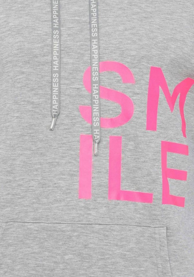 Zwillingsherz Hoodie "Alissa" Langarm, Kapuze, Neon-Details, Kordelzug, Frontprint, Kängurutasche – Bild 5 von 5