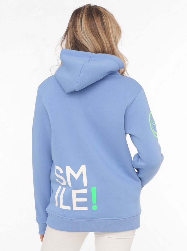 Zwillingsherz Hoodie "Alissa" Langarm, Kapuze, Neon-Details, Kordelzug, Frontprint, Kängurutasche – Bild 2 von 5