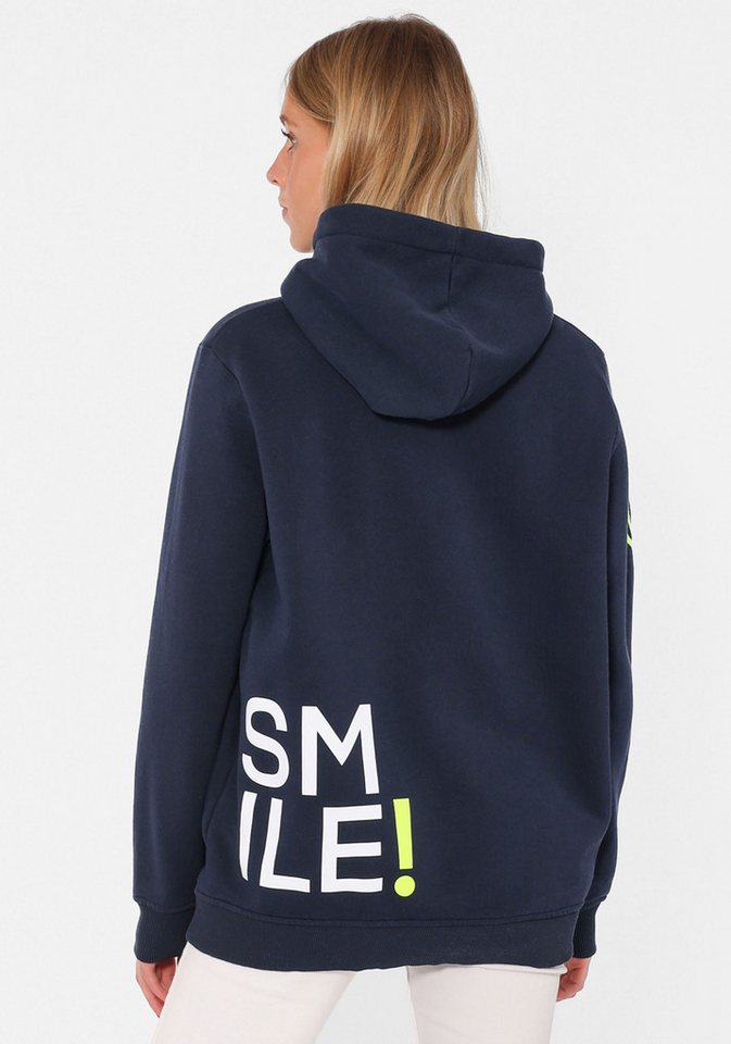 Zwillingsherz Hoodie "Alissa" Langarm, Kapuze, Neon-Details, Kordelzug, Frontprint, Kängurutasche – Bild 2 von 5