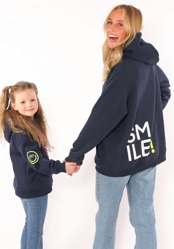 Zwillingsherz Hoodie "Alissa" Langarm, Kapuze, Neon-Details, Kordelzug, Frontprint, Kängurutasche – Bild 4 von 5