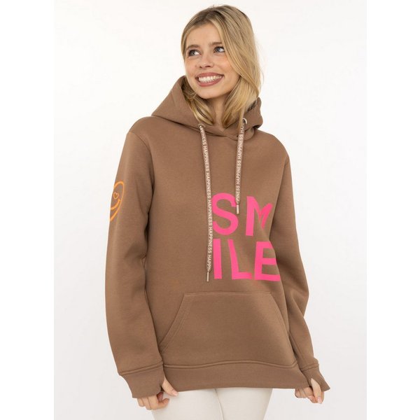 Zwillingsherz Hoodie "Alissa" Langarm, Kapuze, Neon-Details, Kordelzug, Frontprint, Kängurutasche