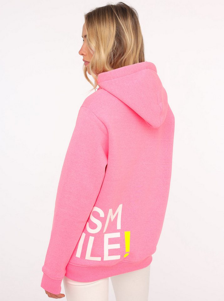 Zwillingsherz Hoodie "Alissa" Langarm, Kapuze, Neon-Details, Kordelzug, Frontprint, Kängurutasche – Bild 3 von 5