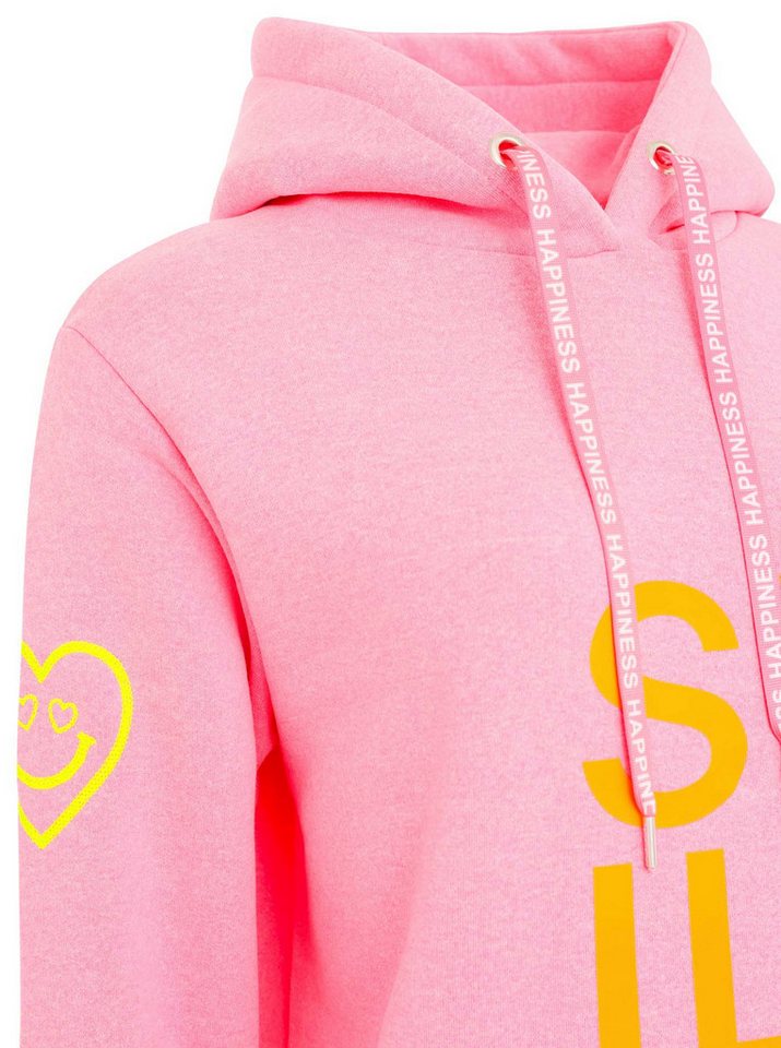 Zwillingsherz Hoodie "Alissa" Langarm, Kapuze, Neon-Details, Kordelzug, Frontprint, Kängurutasche – Bild 5 von 5