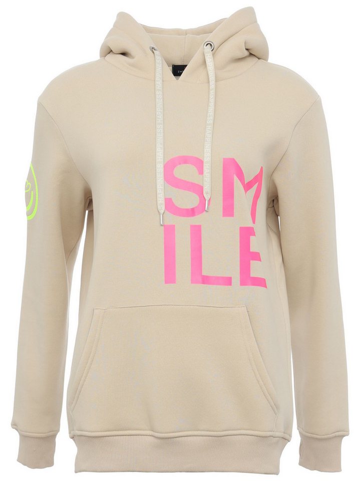 Zwillingsherz Hoodie "Alissa" Langarm, Kapuze, Neon-Details, Kordelzug, Frontprint, Kängurutasche – Bild 2 von 5