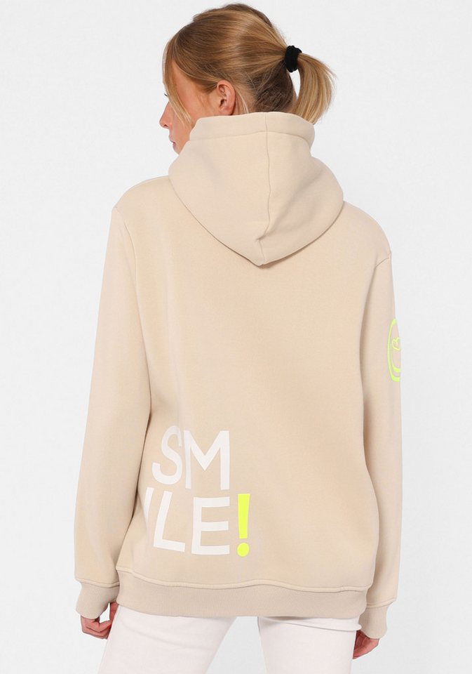 Zwillingsherz Hoodie "Alissa" Langarm, Kapuze, Neon-Details, Kordelzug, Frontprint, Kängurutasche – Bild 3 von 5