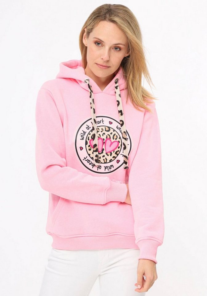 Zwillingsherz Hoodie Kapuze, Langarm, Kängurutasche, Leo-Details, modisch – Bild 2 von 5