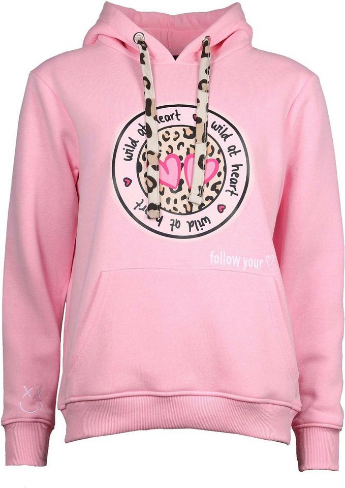 Zwillingsherz Hoodie Kapuze, Langarm, Kängurutasche, Leo-Details, modisch – Bild 3 von 5
