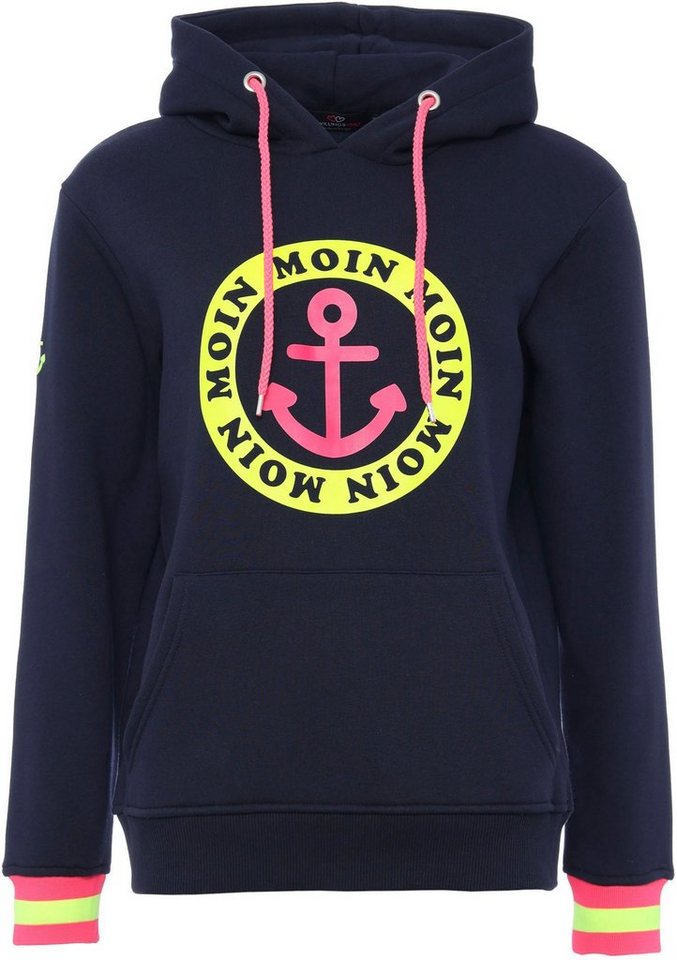 Zwillingsherz Hoodie Langarm, Kapuze, Neon-Details, Kordelzug, Frontprint, Kängurutasche – Bild 2 von 5