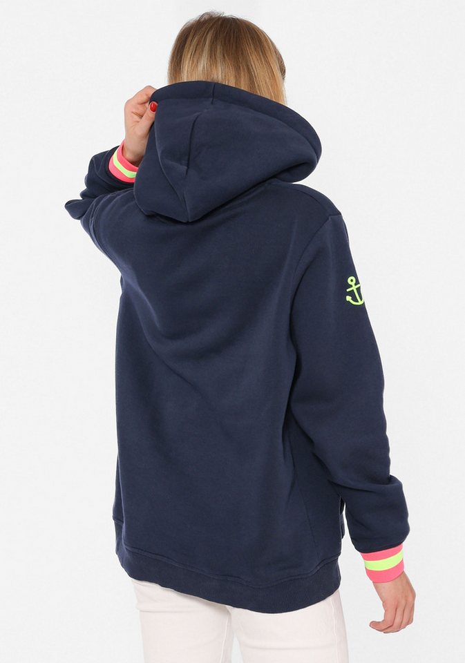 Zwillingsherz Hoodie Langarm, Kapuze, Neon-Details, Kordelzug, Frontprint, Kängurutasche – Bild 3 von 5