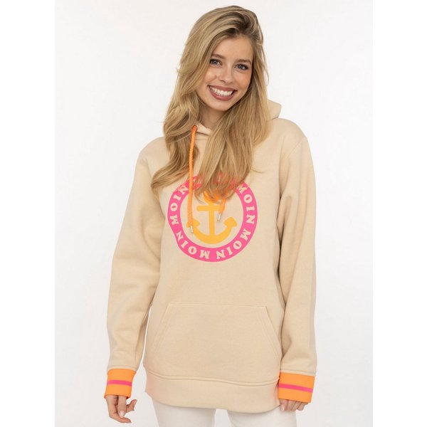 Zwillingsherz Hoodie Langarm, Kapuze, Neon-Details, Kordelzug, Frontprint, Kängurutasche