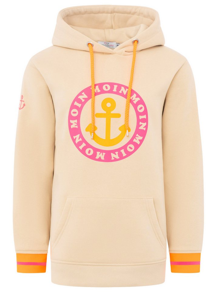 Zwillingsherz Hoodie Langarm, Kapuze, Neon-Details, Kordelzug, Frontprint, Kängurutasche – Bild 2 von 5