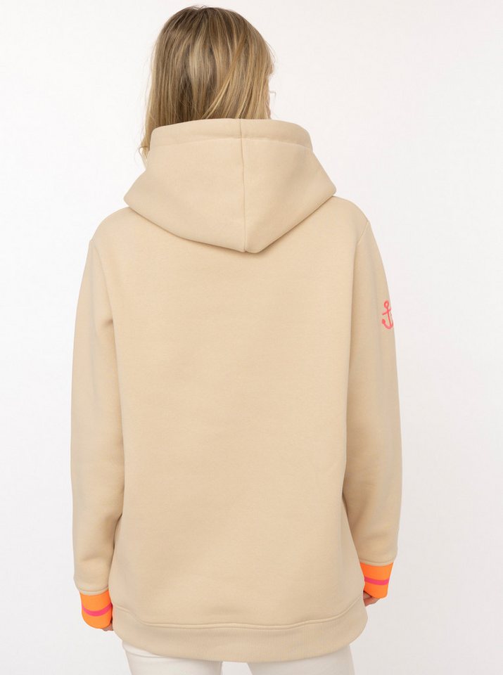 Zwillingsherz Hoodie Langarm, Kapuze, Neon-Details, Kordelzug, Frontprint, Kängurutasche – Bild 3 von 5