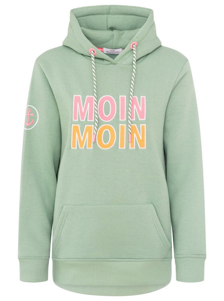 Zwillingsherz Hoodie "Moin Moin" auffälliges Front Logo, Anker am Arm, Kapuze mit Kordel, Kängurutasche – Bild 2 von 5