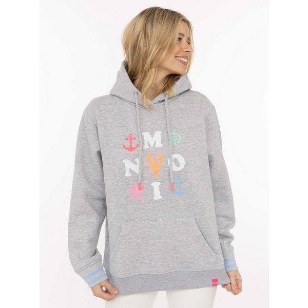 Zwillingsherz Hoodie "MOIN" Motiv mit Anker, gestreifte Ärmelbündchen, Kapuze, Kängurutasche